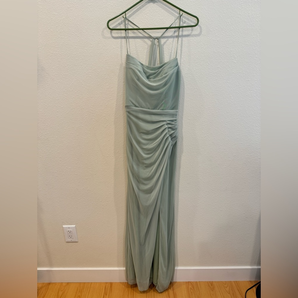 Azazie Kalea bridesmaids dress Dusty Sage size A6